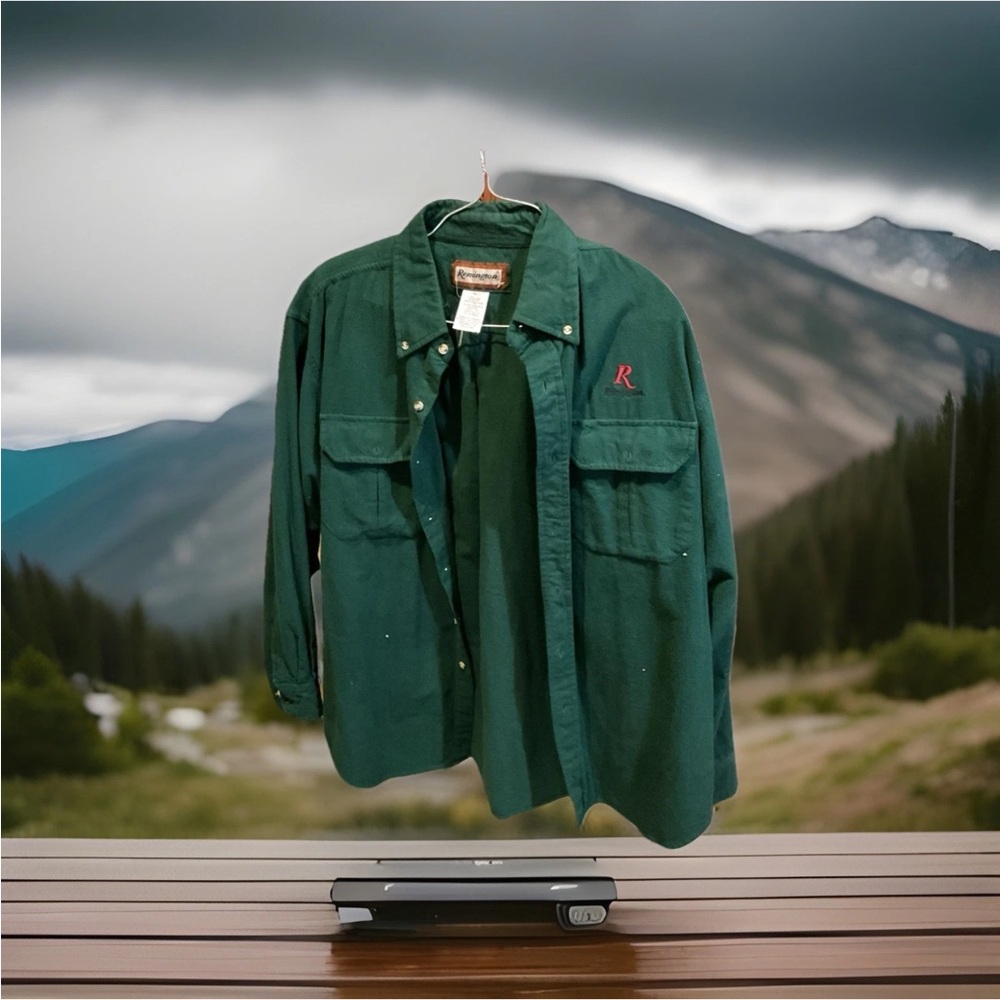 Vintage Remington Men’s Shirt Shooting Hunting Green  XLarge 100% Cotton EUC